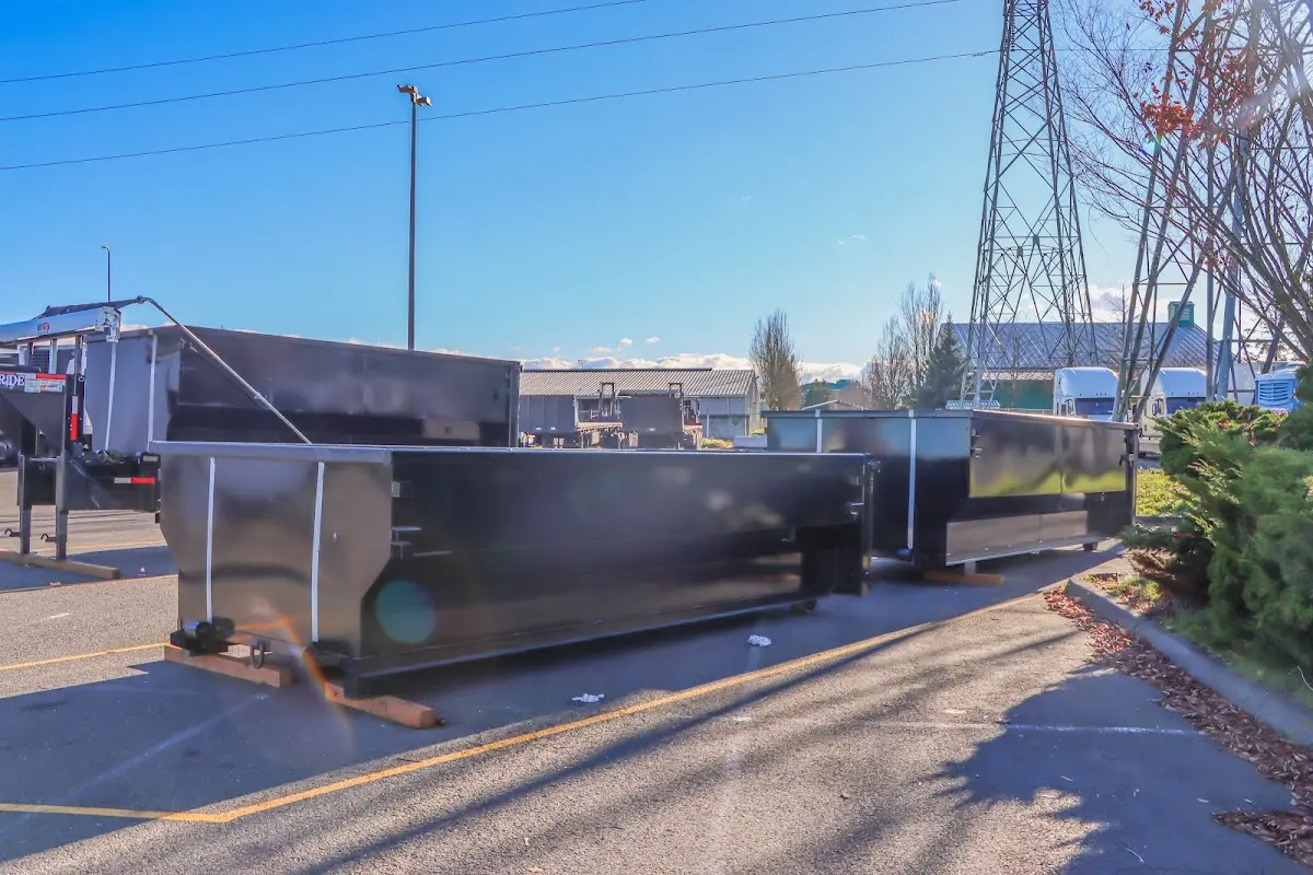 Roll-off dumpster ready for waste disposal at job site for 4 Yard Dumpster Rental in New Milford